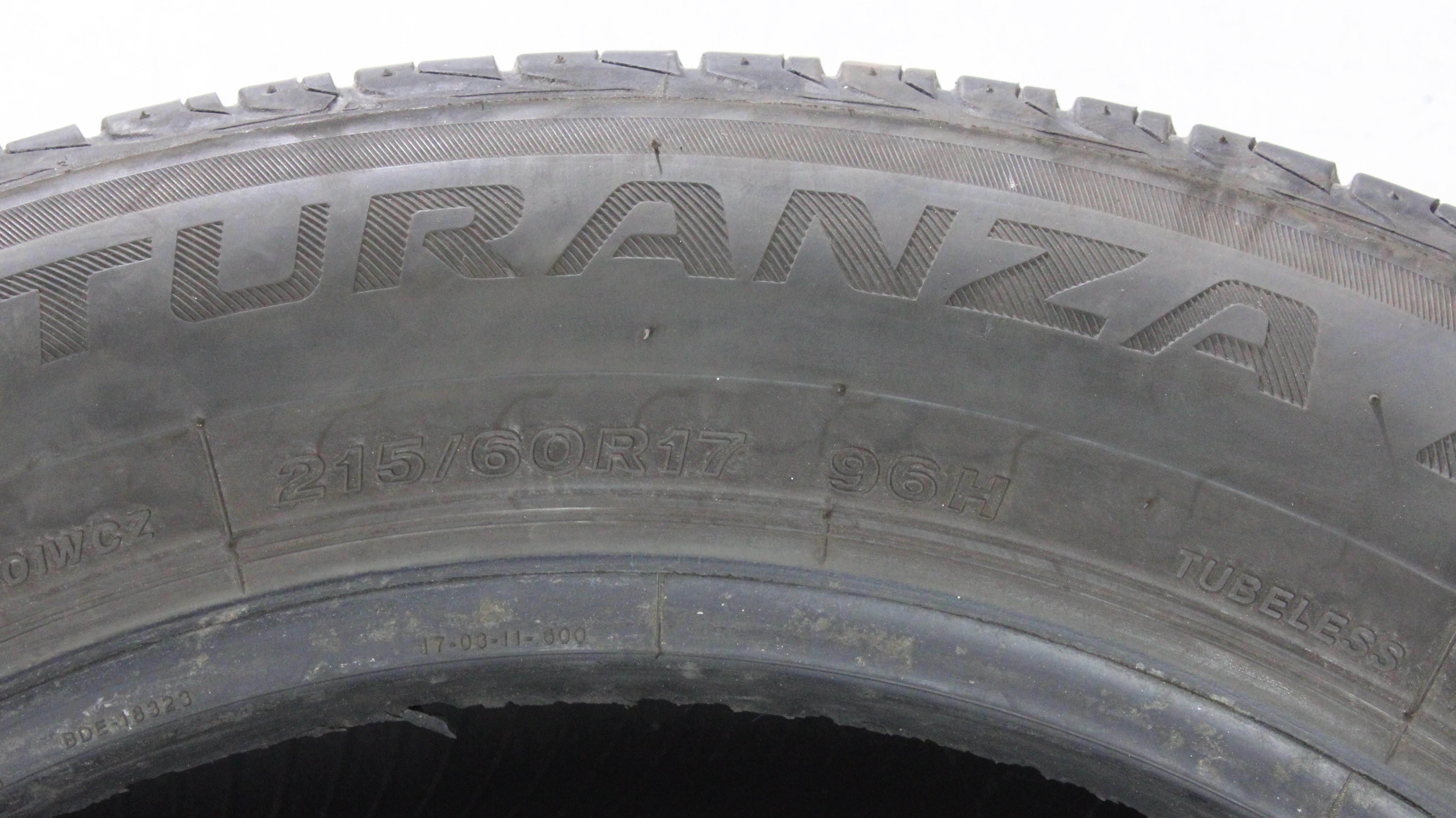 2 x 215/60R17 96H Sommerreifen Bridgestone Turanza T001 5,5-6mm 2018
