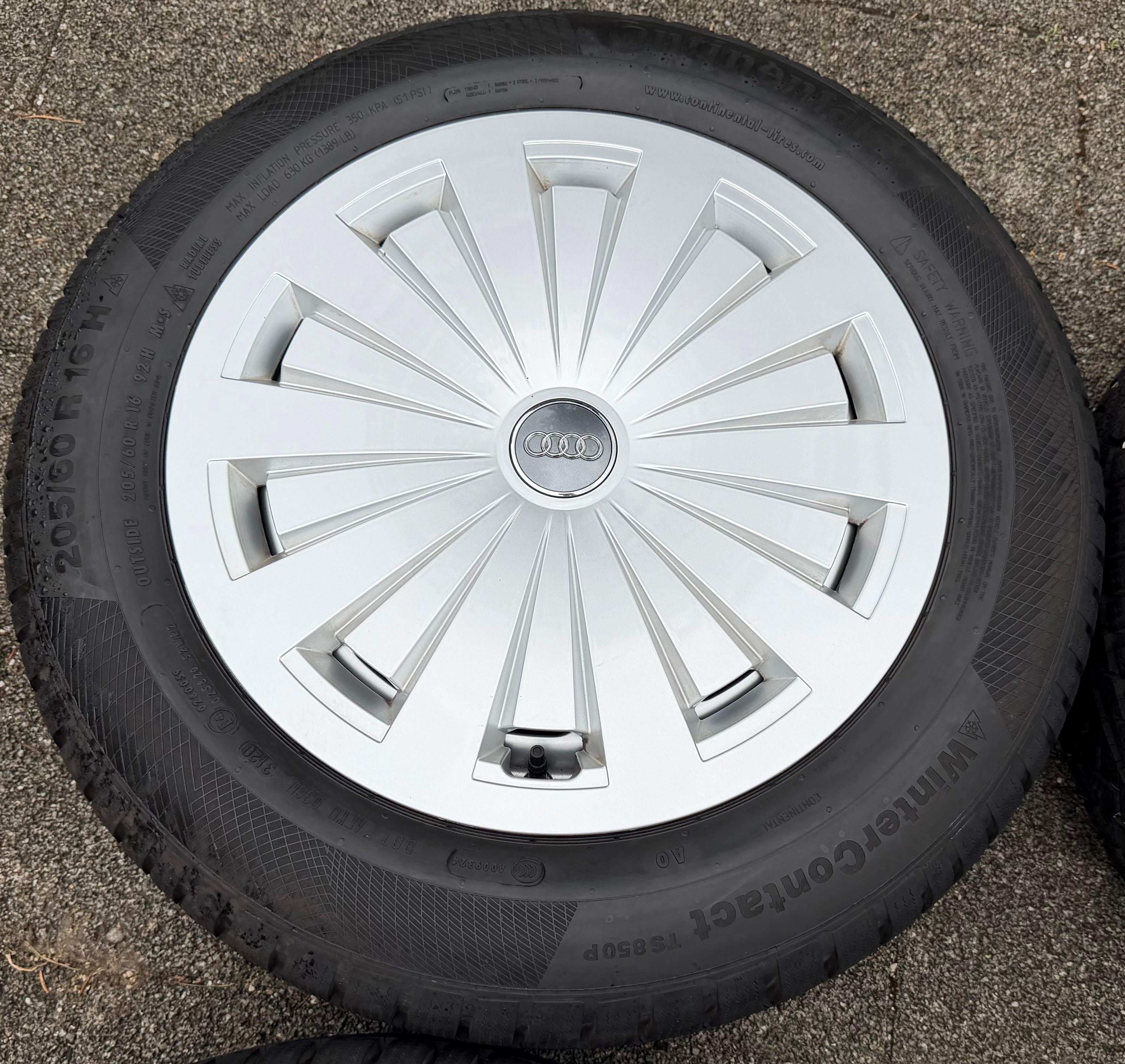 4 ruedas de aleación originales de invierno para Audi A4 B9 8W 205/60R16 92H 8W0601025 Continental