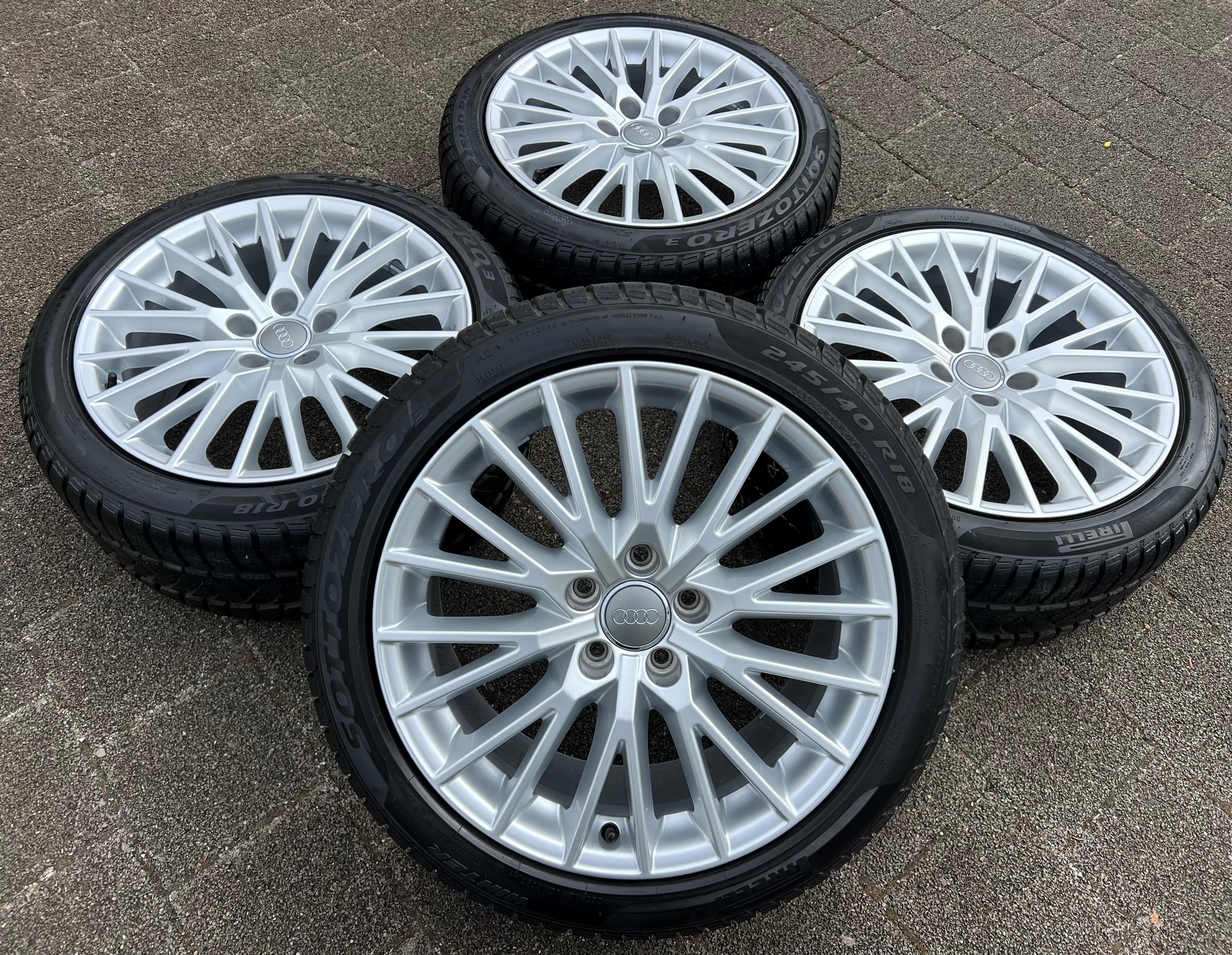 4 CERCHI INVERNALI ORIGINALI IN ALLUMINIO DA 18" AUDI TT TTS 8S 8S0601025D 245/40R18 98V PIRELLI CONSEGNA GRATUITA