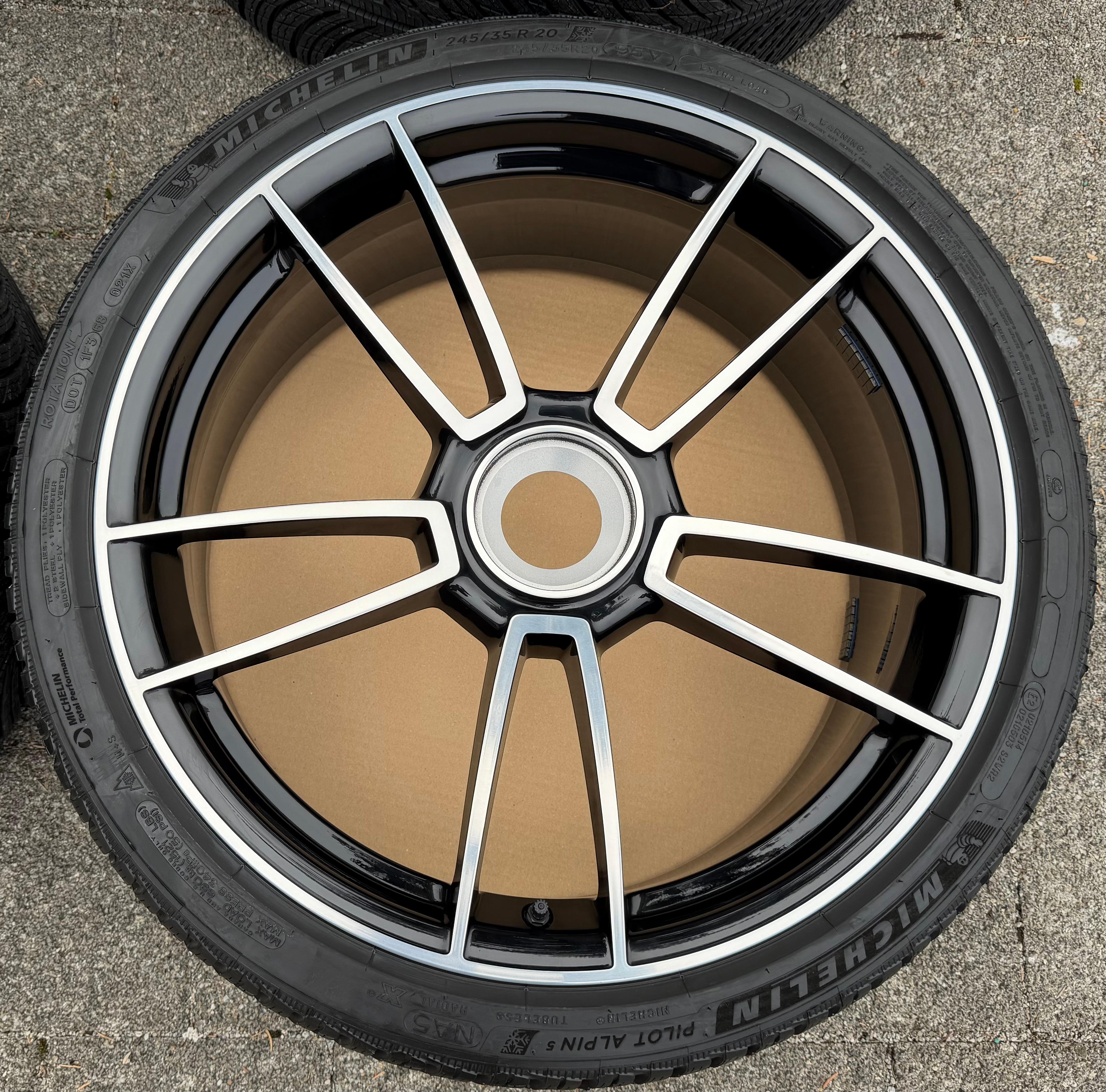 4 originele 20" 21" lichtmetalen winterwielen Porsche 911 992 Turbo S 992601025AB 992601025AC centrale wielsluiting NIEUW