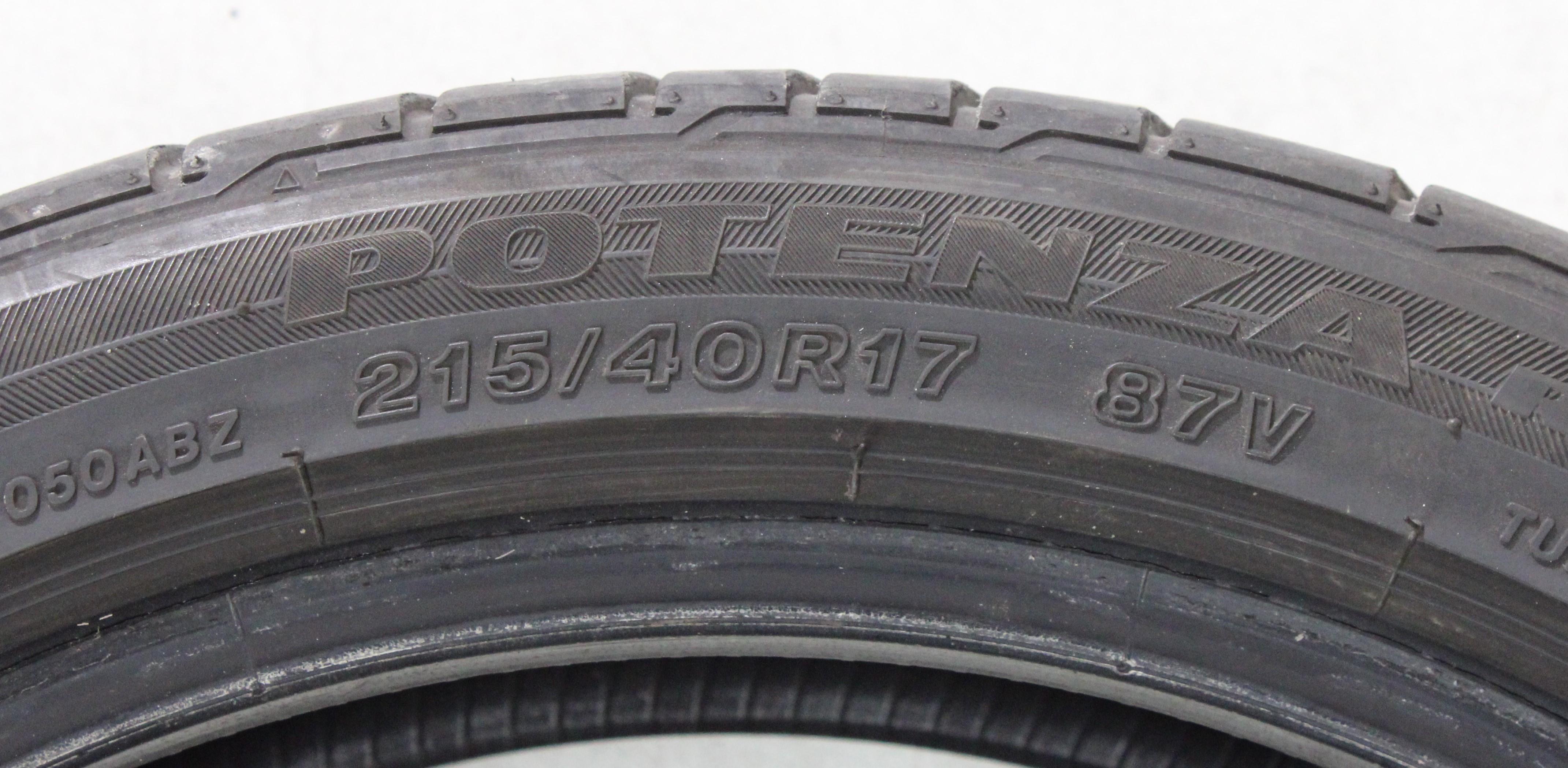 2 x 215/40R17 87V Sommerreifen Bridgestone Potenza RE050A 6-6,5mm 2014