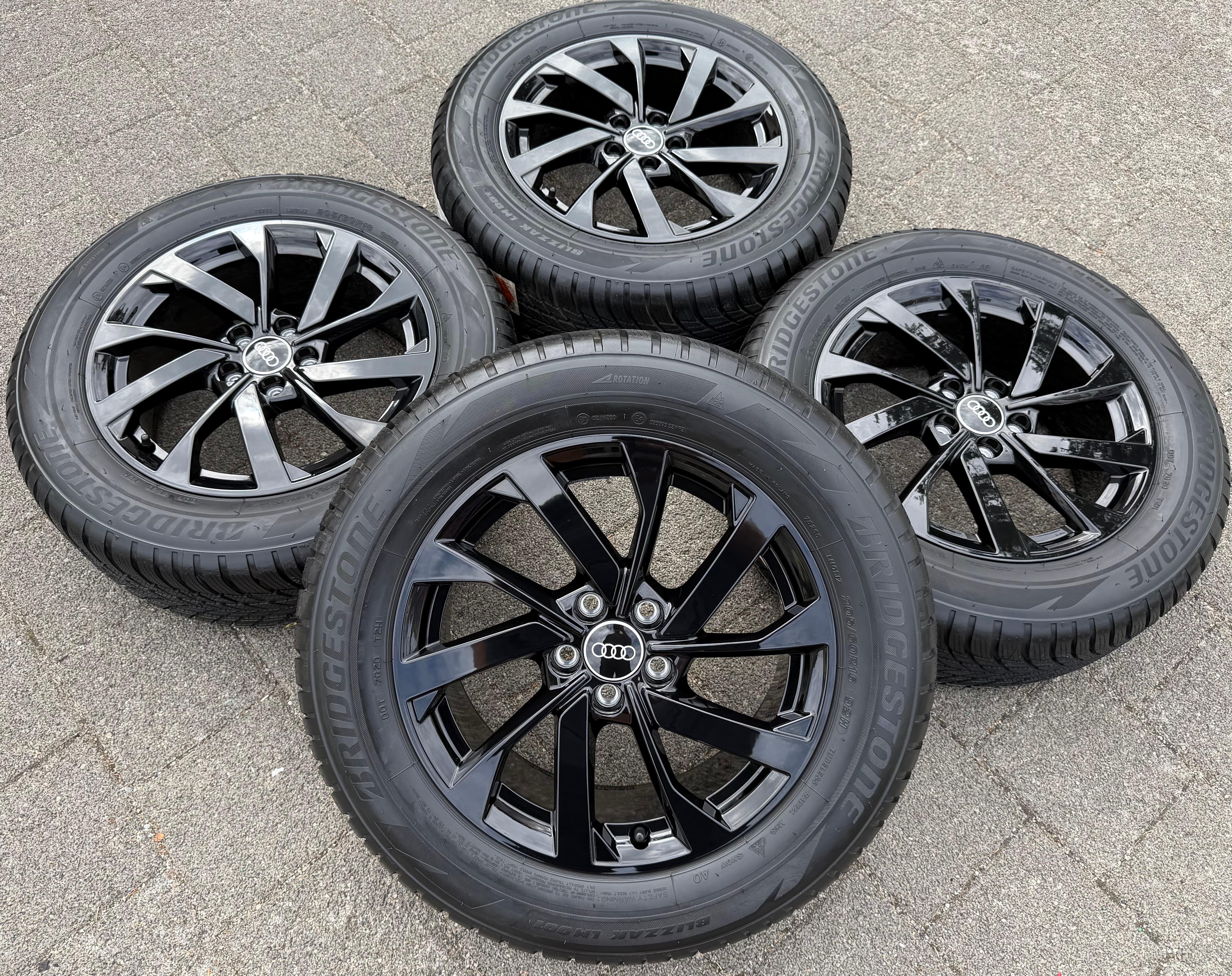 4 jantes d'hiver d'origine en aluminium pour Audi A1 Allstreet City Carver, référence GBH 82B071496, pneus Bridgestone