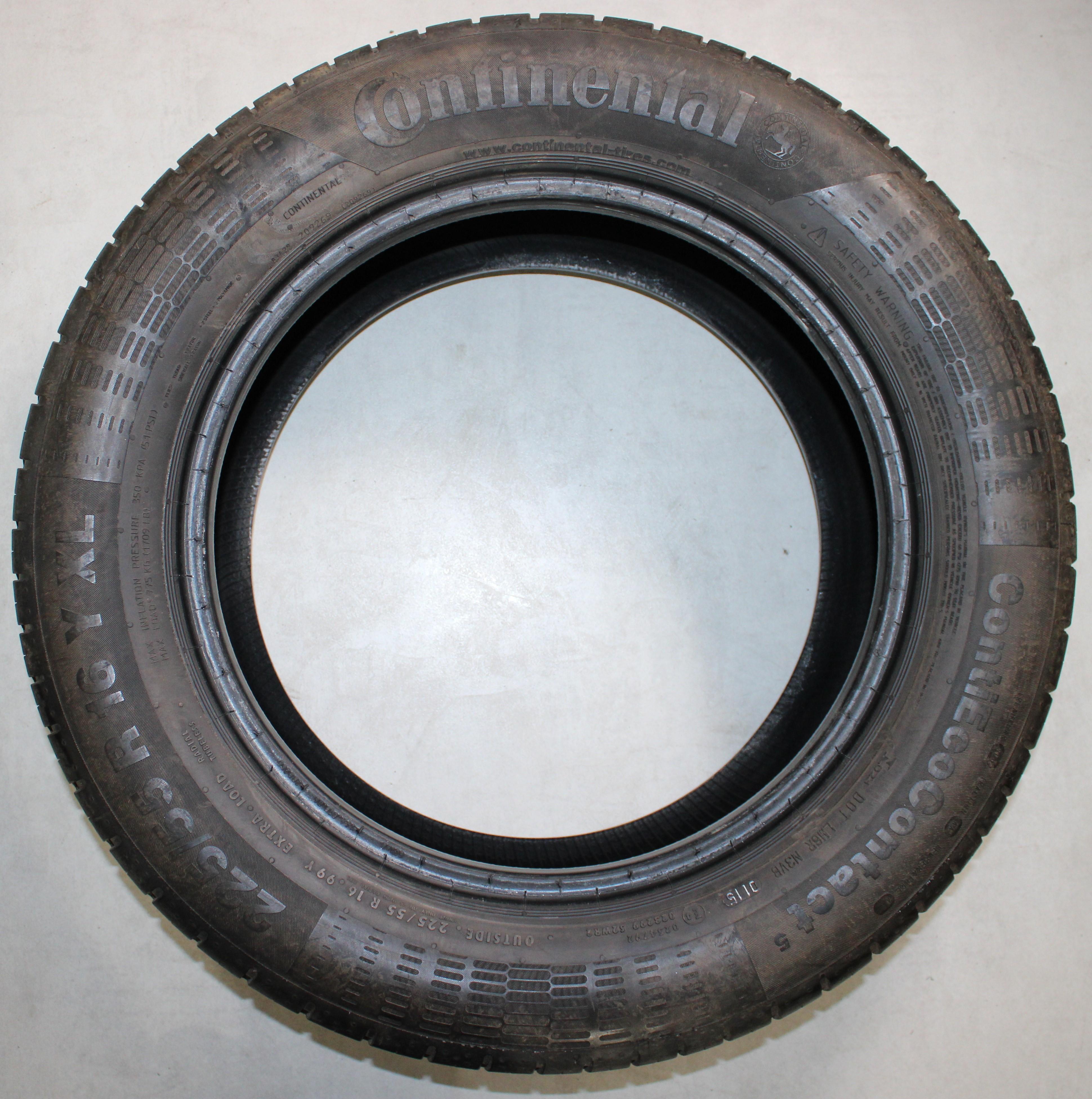 4 x 225/55R16 99Y Sommerreifen Continental  Eco Contact 5 4,5-5mm 2015 XL