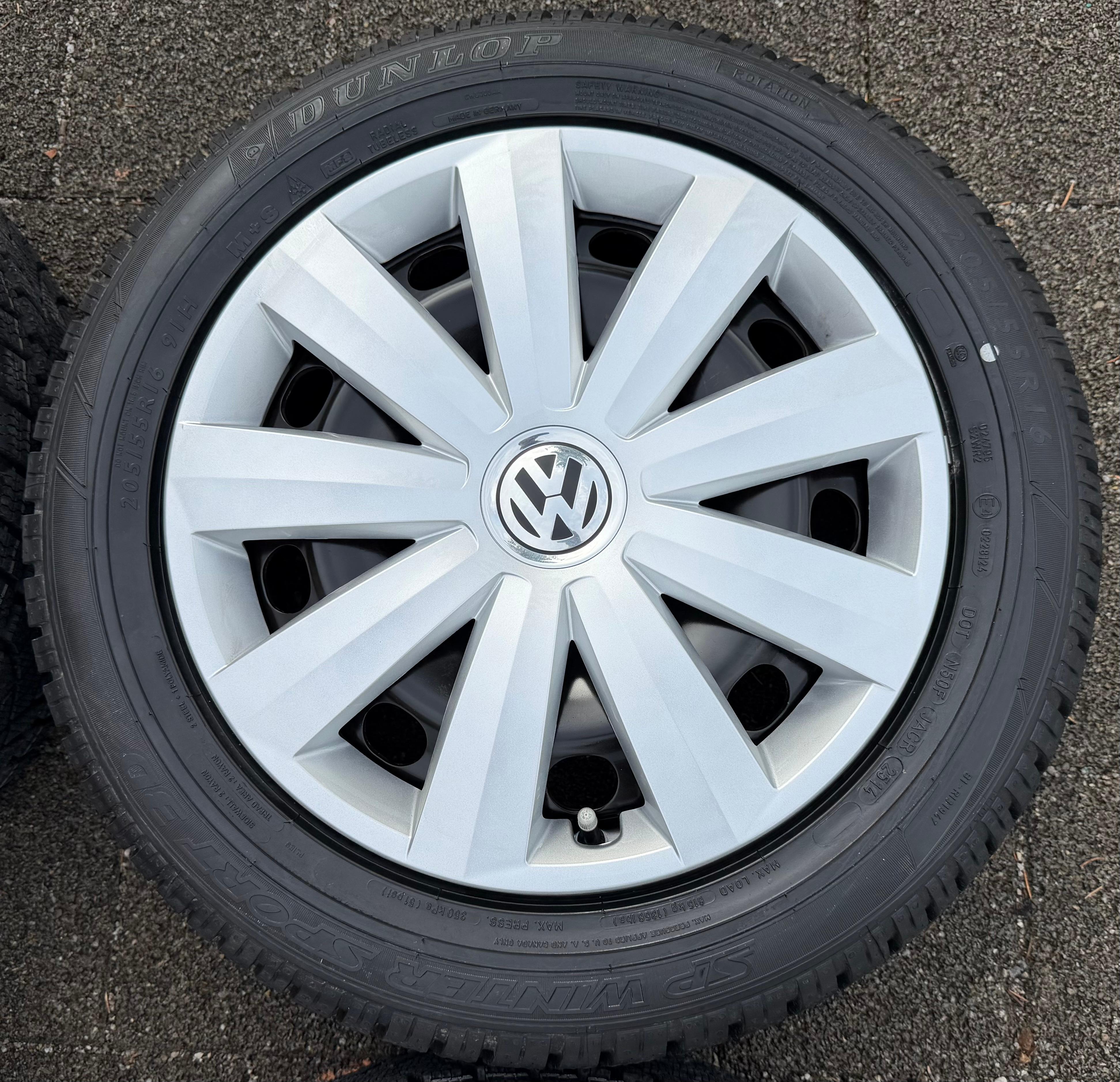 4 roues hiver VW Passat 3C Eos 1F Scirocco 13 205/55R16 91H 3C0601027BE Dunlop