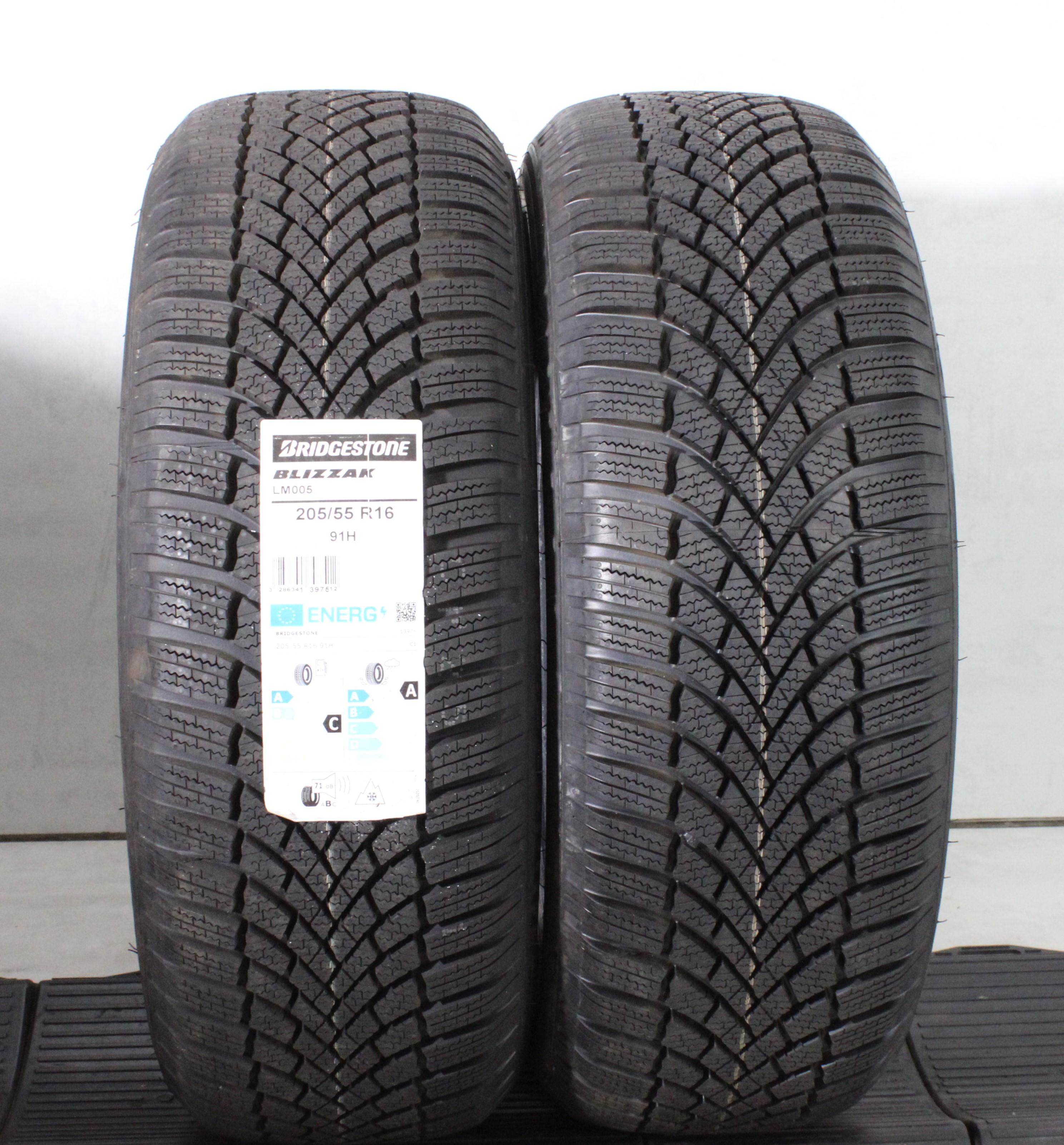 2 x 205/55R16 91H Winterreifen Bridgestone Blizzak LM005 VollesProfil 2022