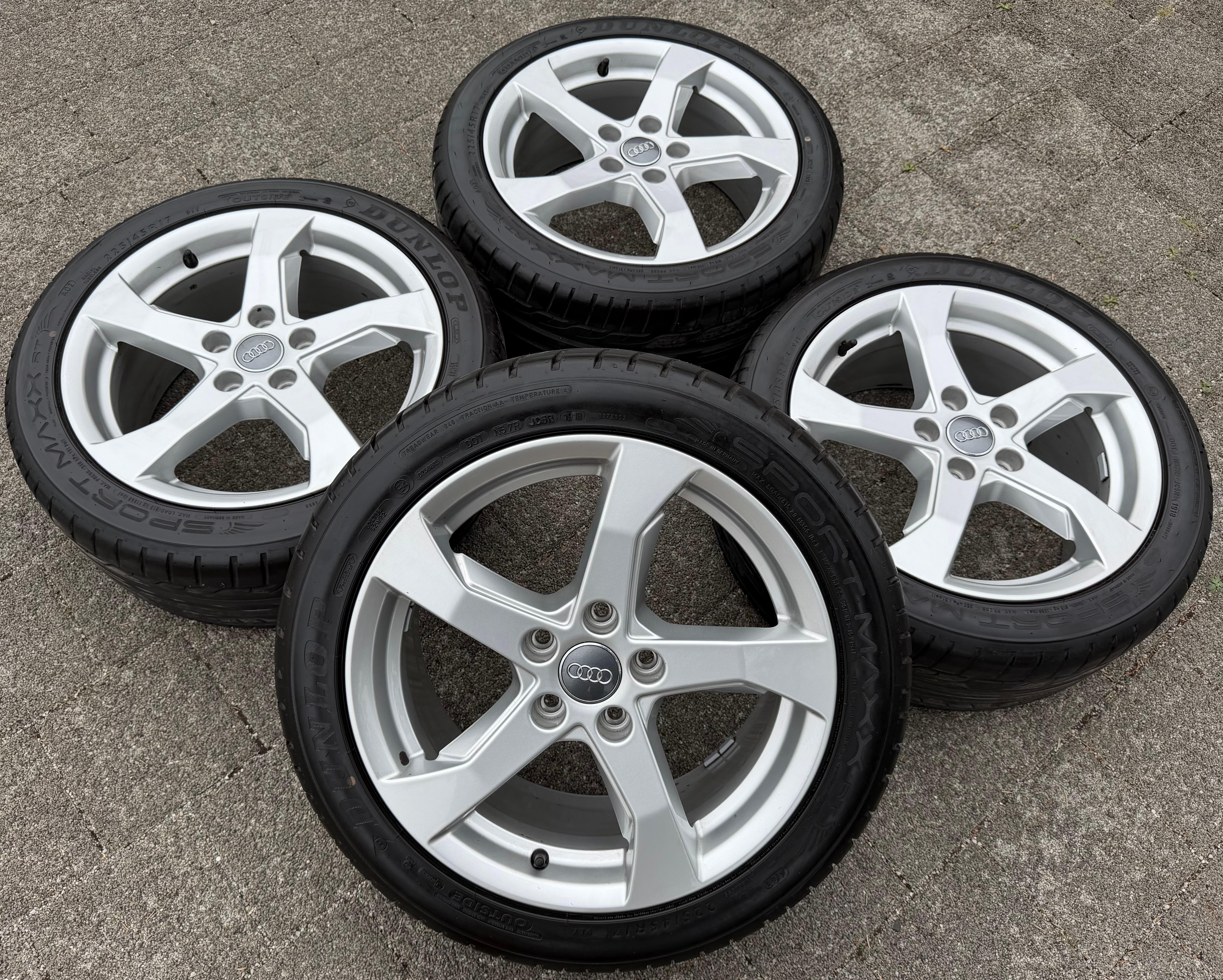 4 Original 17" Alu Sommerräder Audi A3 S3 8V 8V0601025CT 225/45R17 91Y
