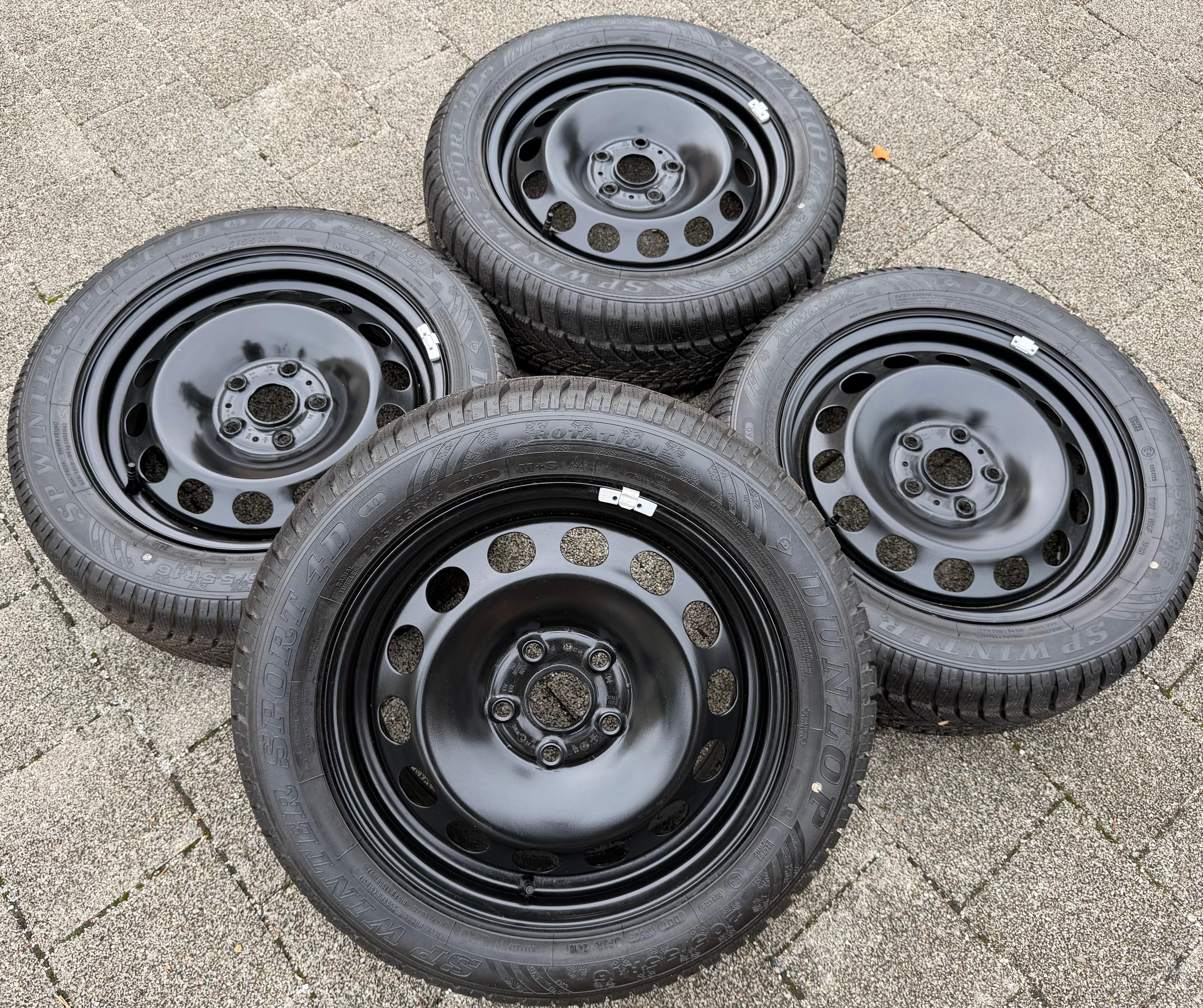 4 roues hiver VW Golf 7 Audi A3 8V Seat Leon 5F Skoda Octavia 5E 205/55R16 91H Dunlop
