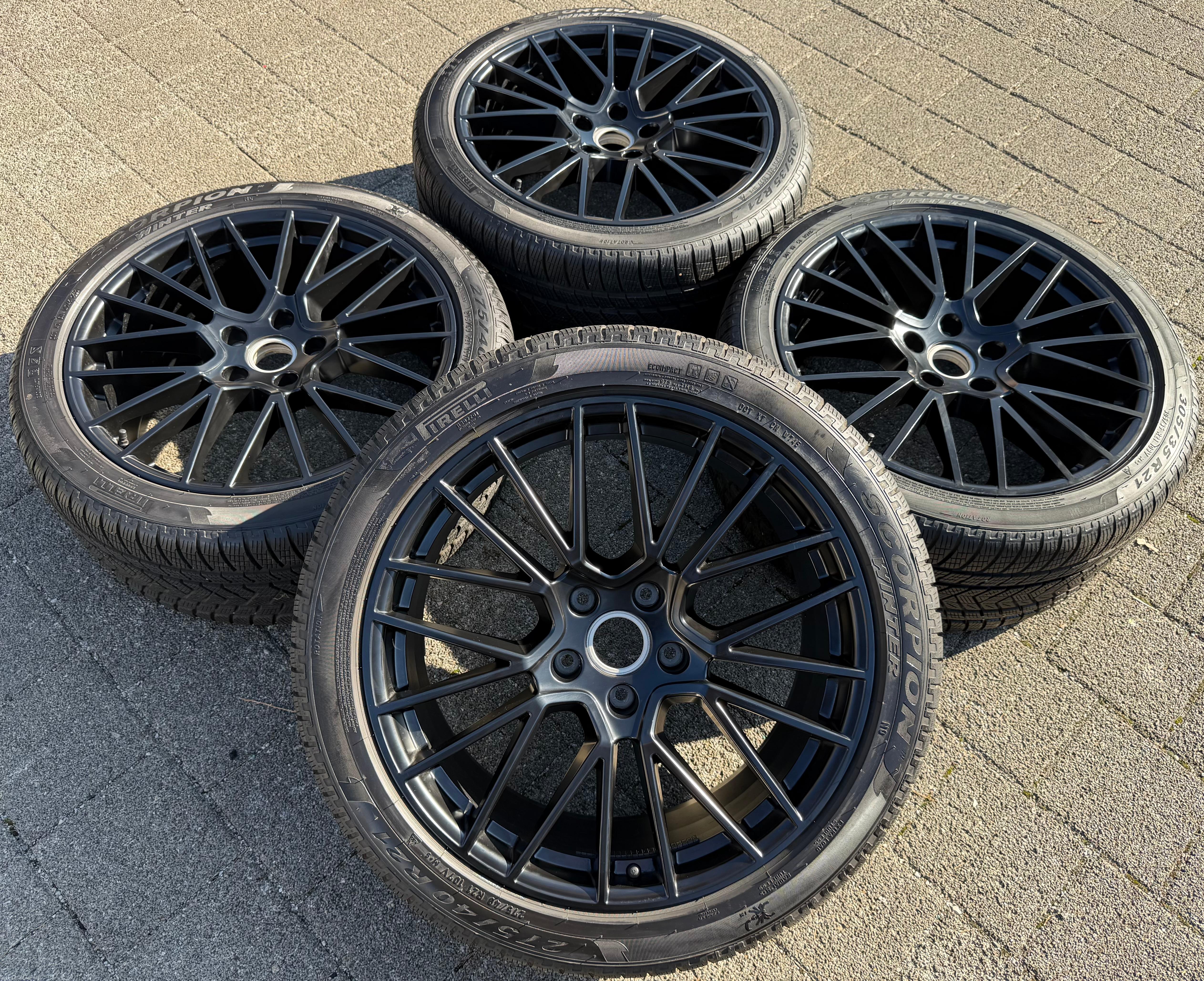 4 originele 21" lichtmetalen winterwielen Porsche Cayenne 9YA Pirelli TPMS 9Y0601025BF 9Y0601025BG
