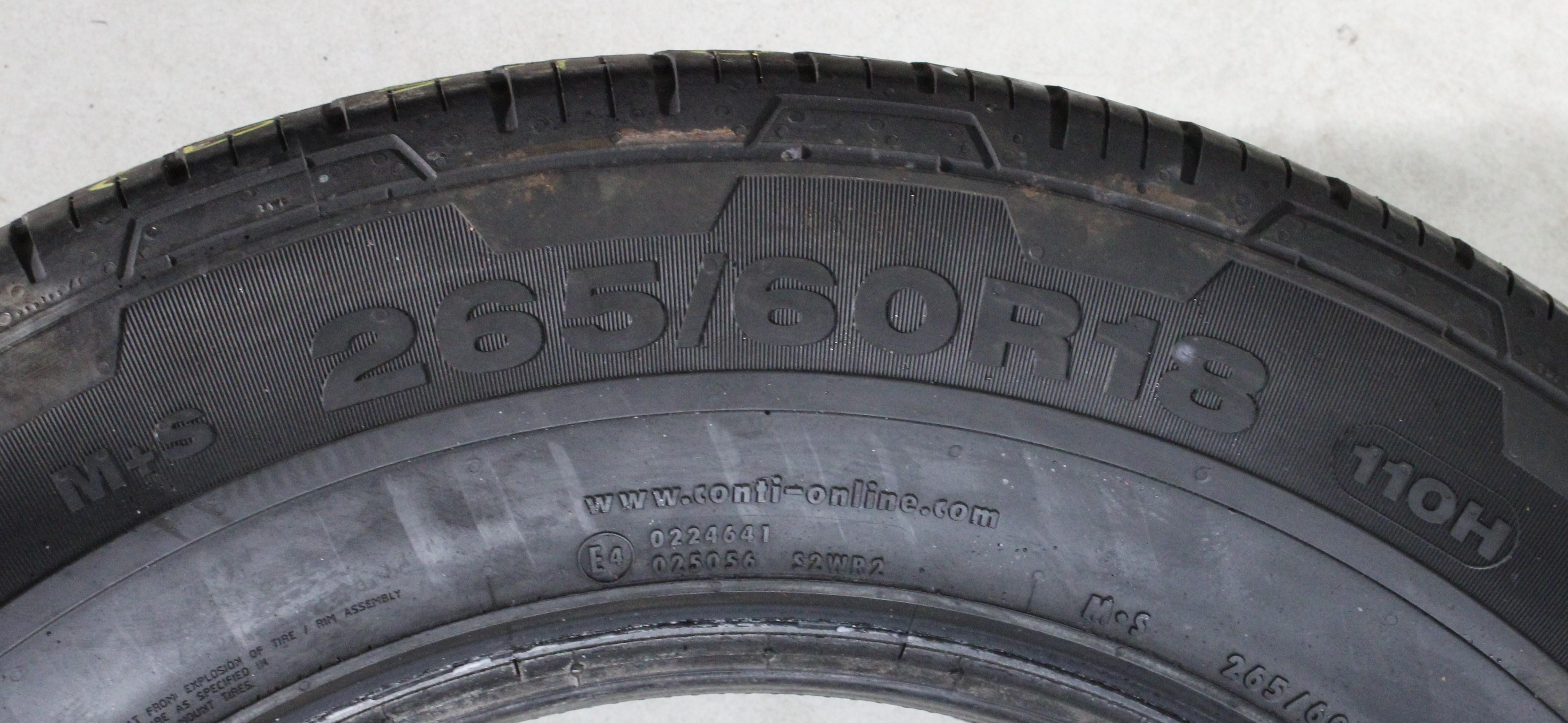 2 x 265/60R18 110H Sommerreifen Continental 4x4 Contact MO 5mm 2016