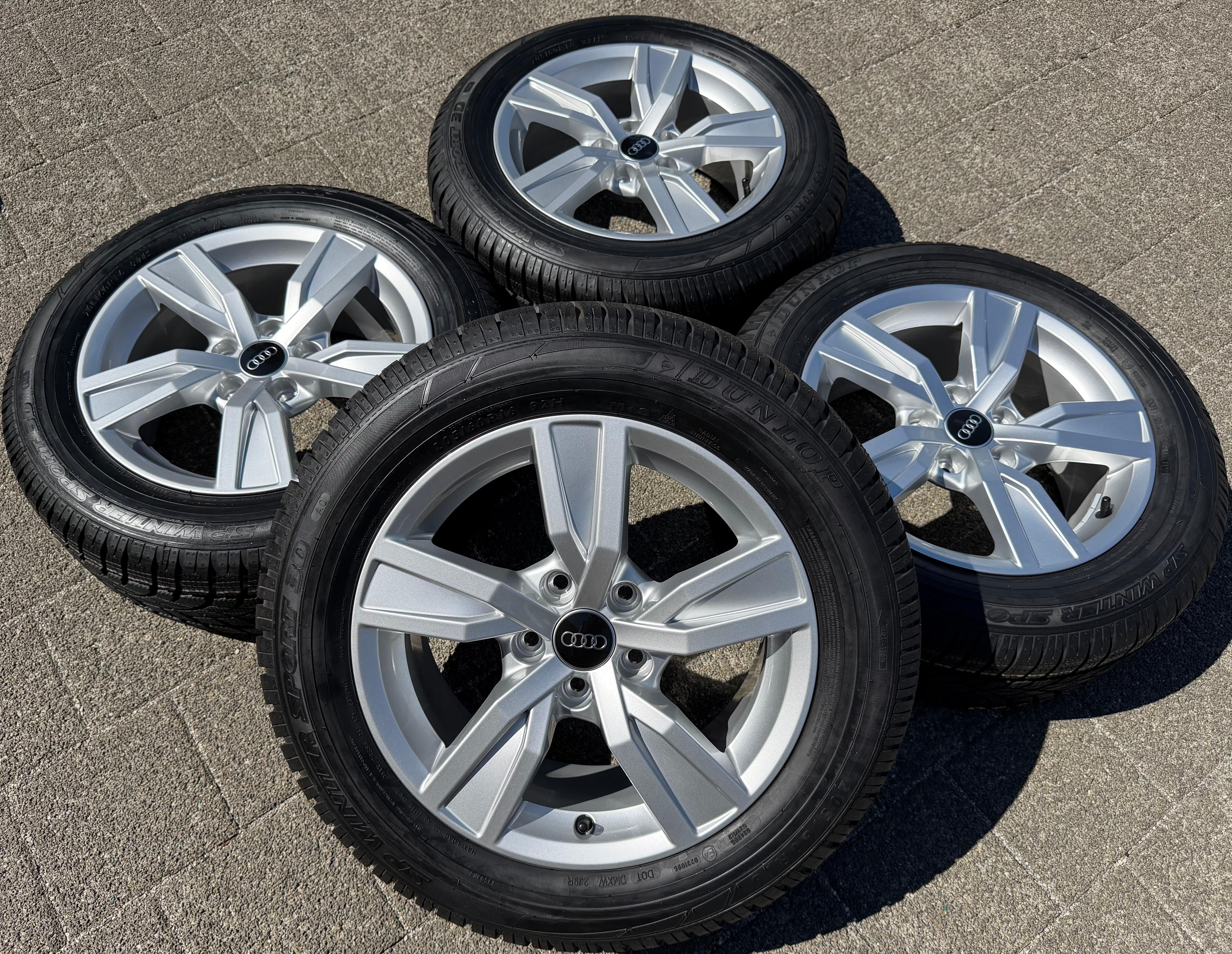 4 Original Alu Winterräder Audi A4 8W B9 8W0601025A 205/60R16 92H Dunlop NEU