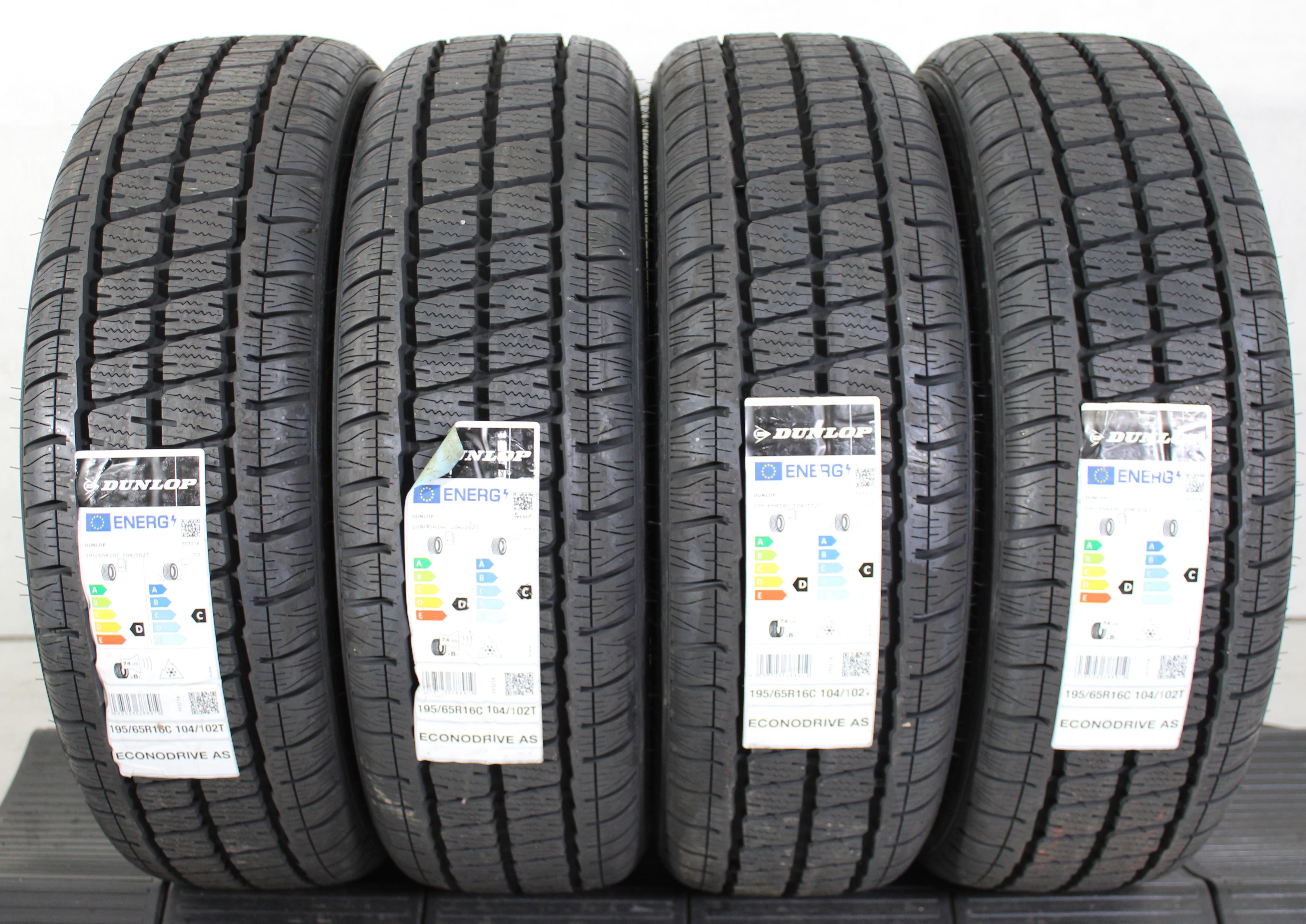 4 x 195/65R16C 104/102T Ganzjahresreifen Dunlop EconoDrive AS 3x2023/1x2024 NEU Freihaus