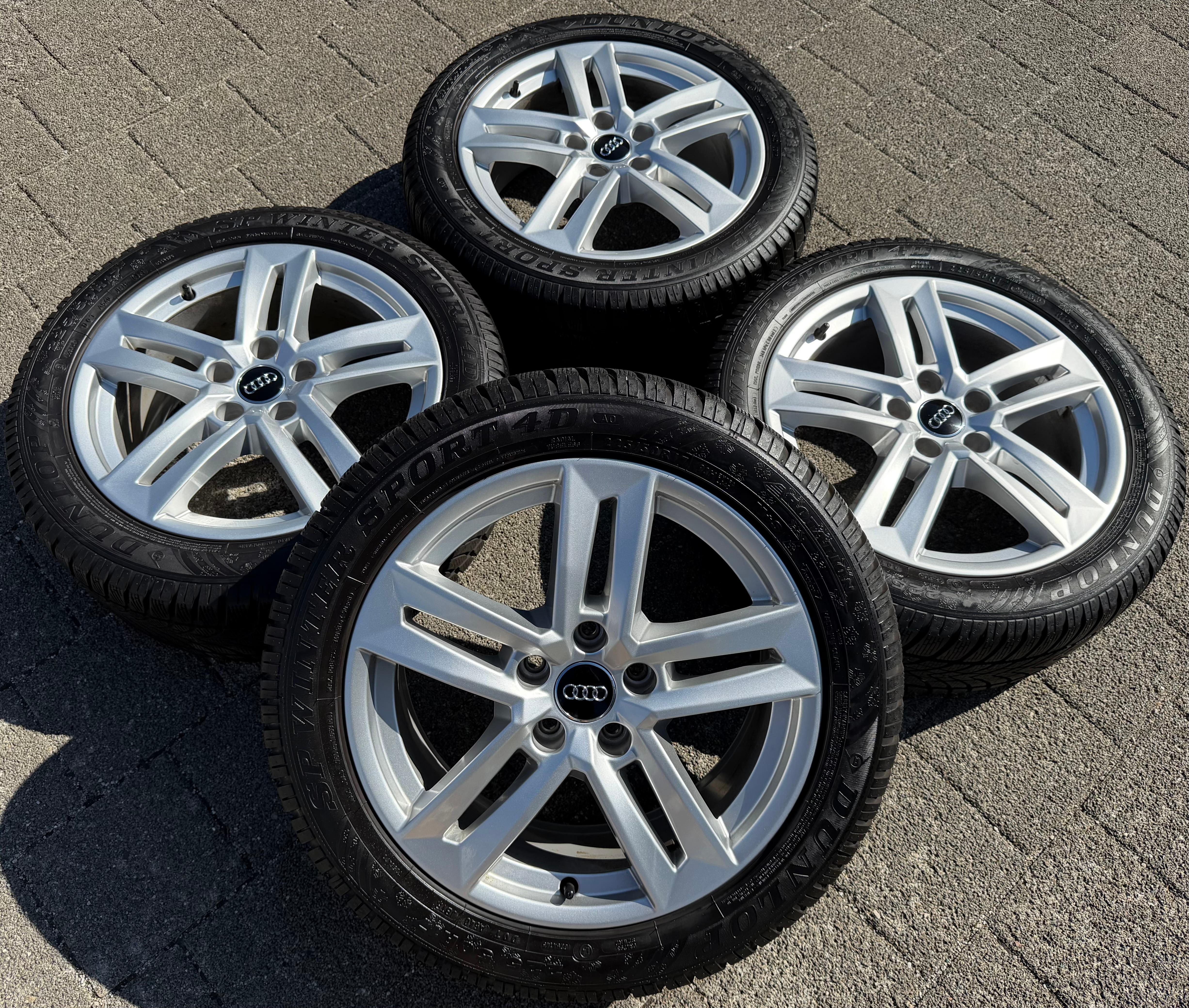 4 jantes d'hiver d'origine en alliage 17 pouces pour Audi A4 B9 8W 8W0601025P 225/50R17 98H Dunlop