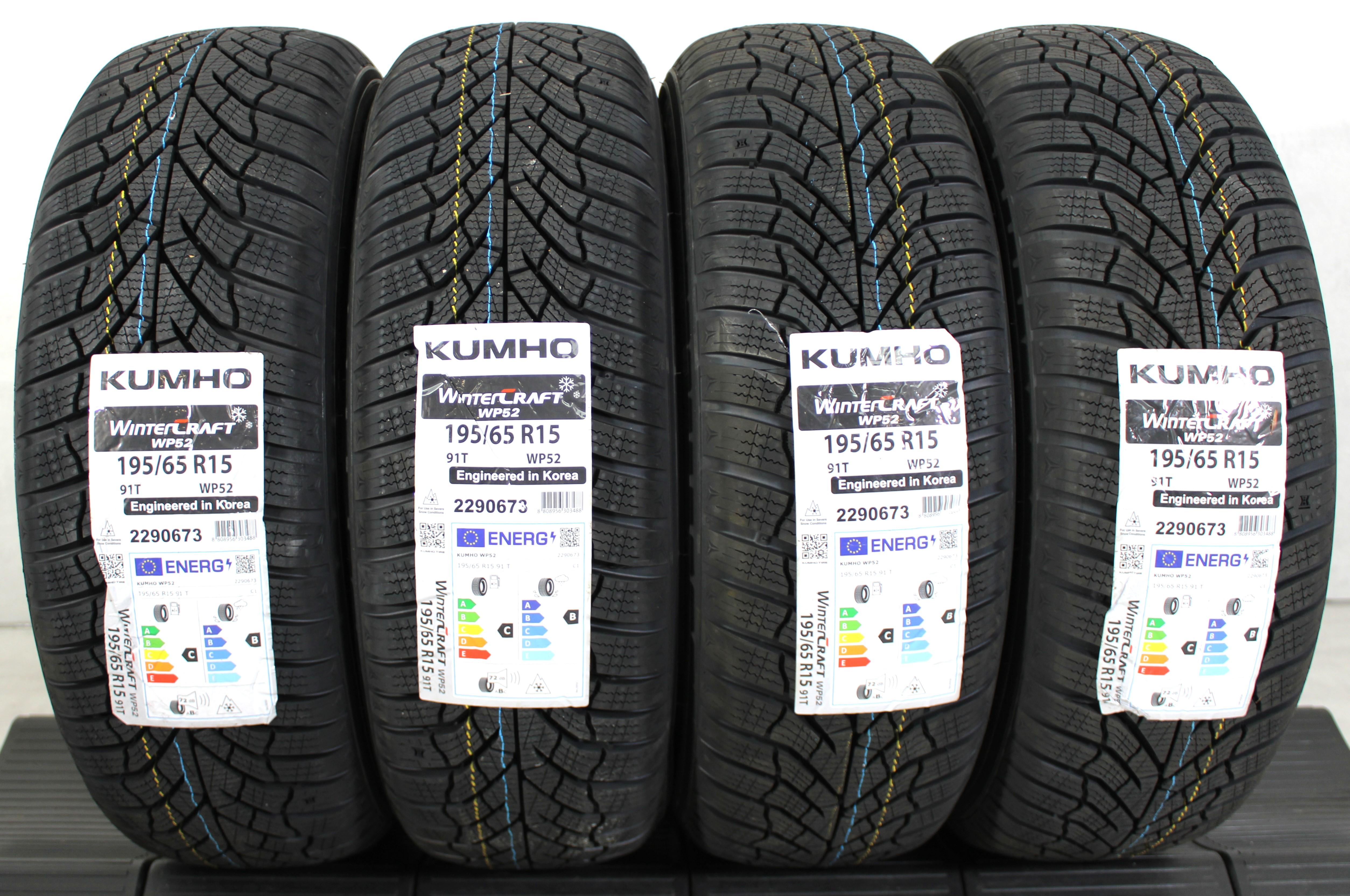 4 x 195/65R15 91T Winterreifen Kumho Wintercraft WP52 2024 NEU FREIHAUS