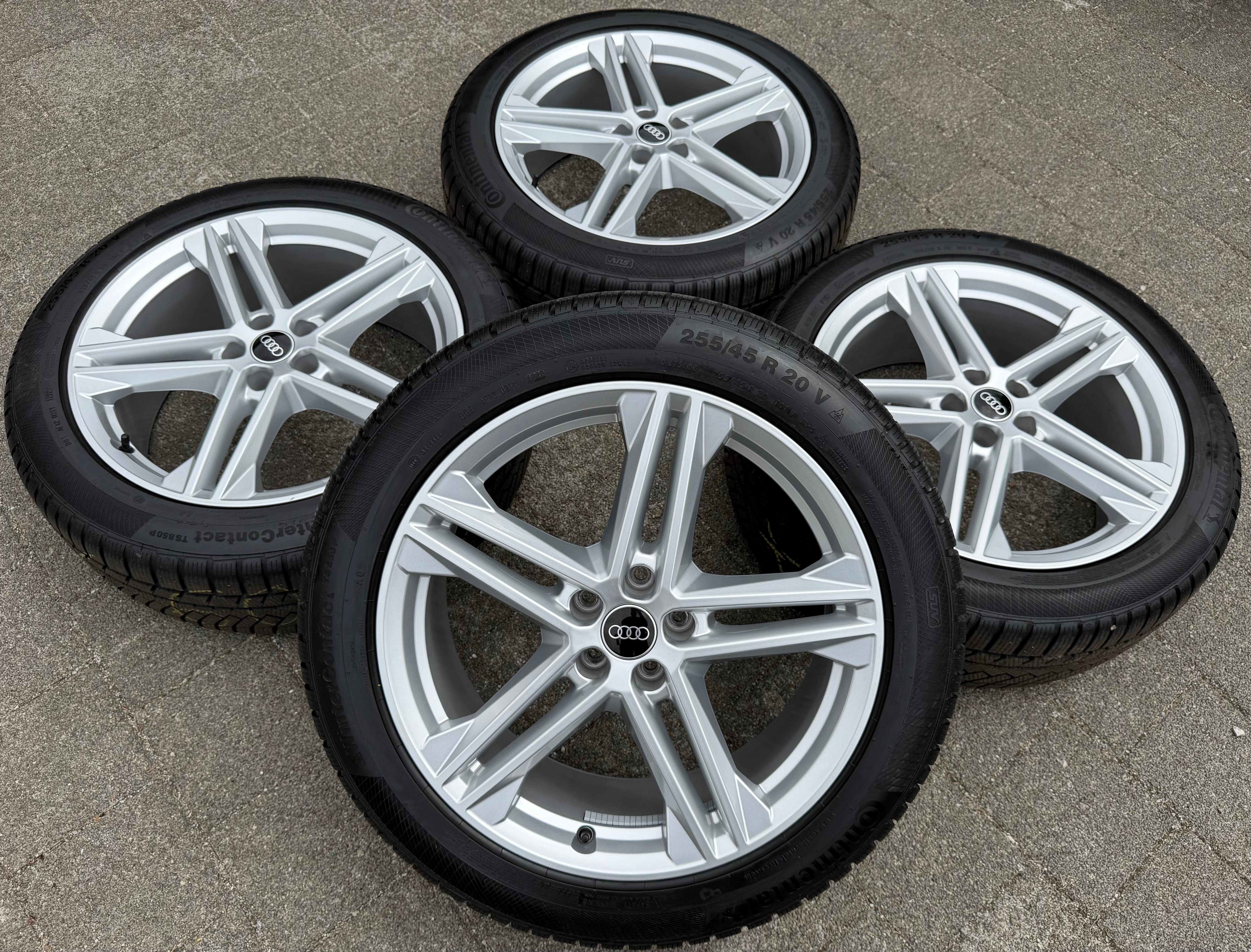 4 originele 20" aluminium wintervelgen voor Audi Q5 SQ5, bouwjaar 80A601025N, 255/45R20 101V, DOT 2022