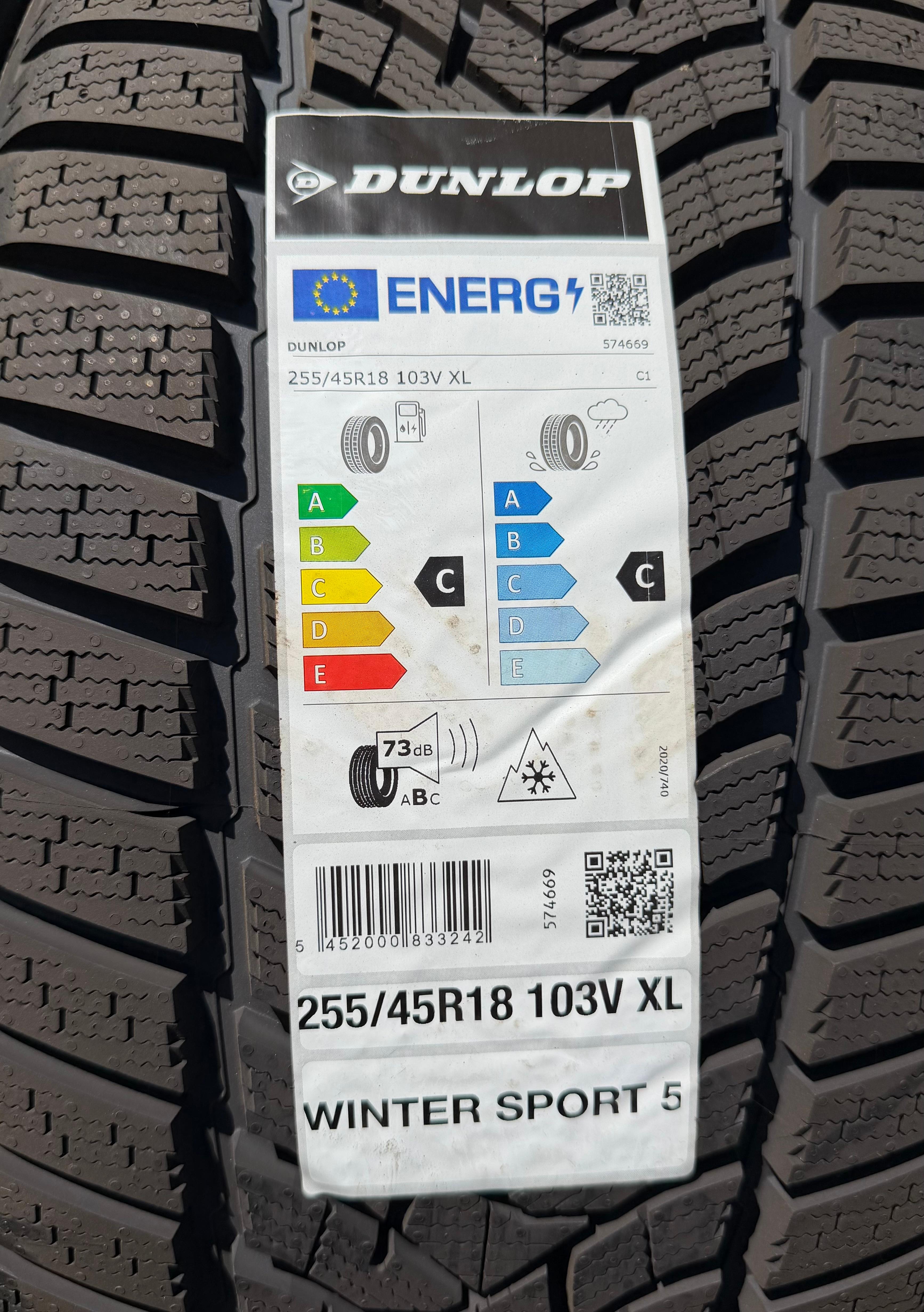 4 x 255/45R18 103V XL Winterreifen Dunlop Winter Sport 5 2023 NEU