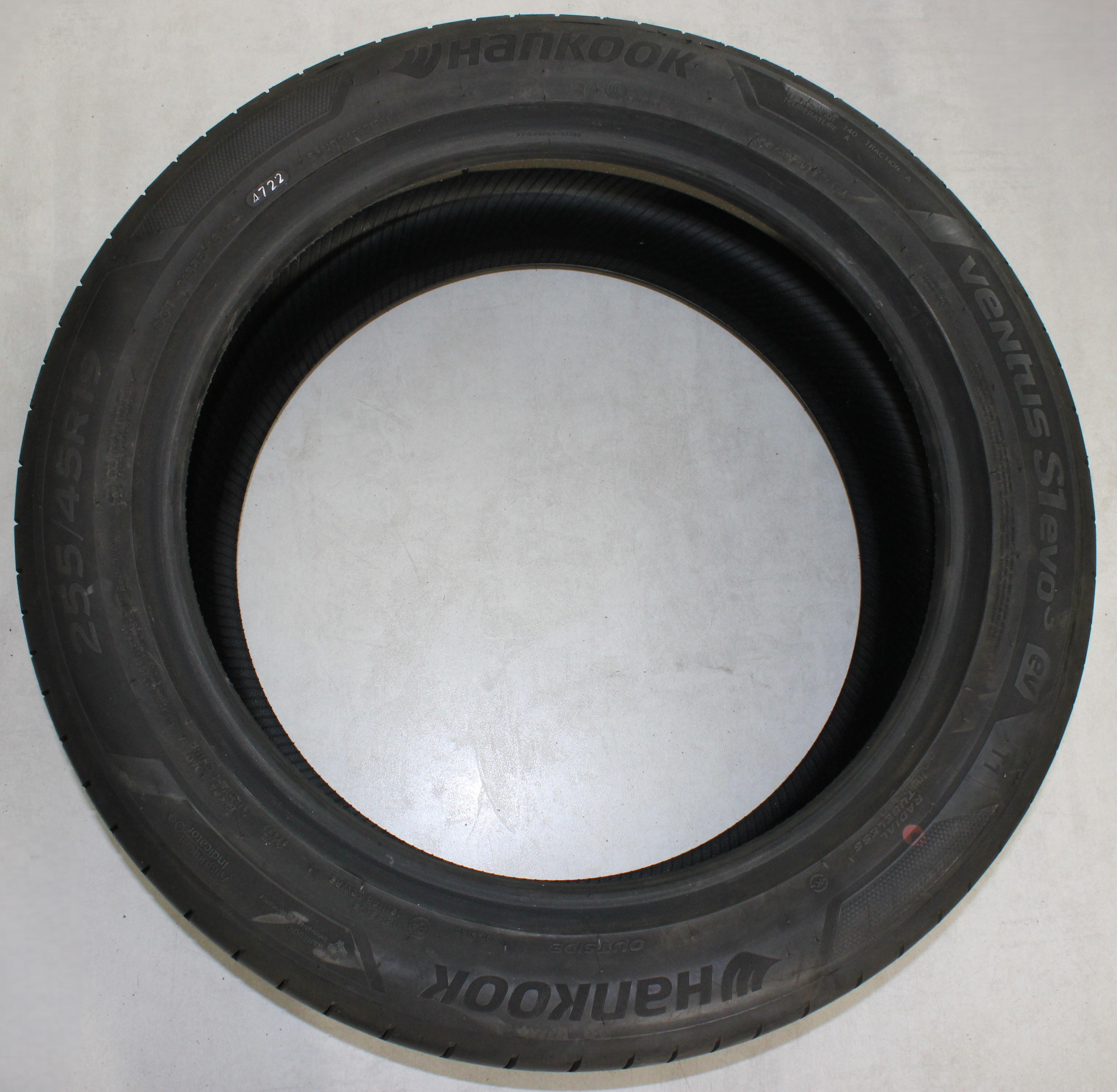 2 pneus d'été Hankook Ventus S1 Evo 3 EV T1 255/45R19 104W, profil complet, 2022, silencieux