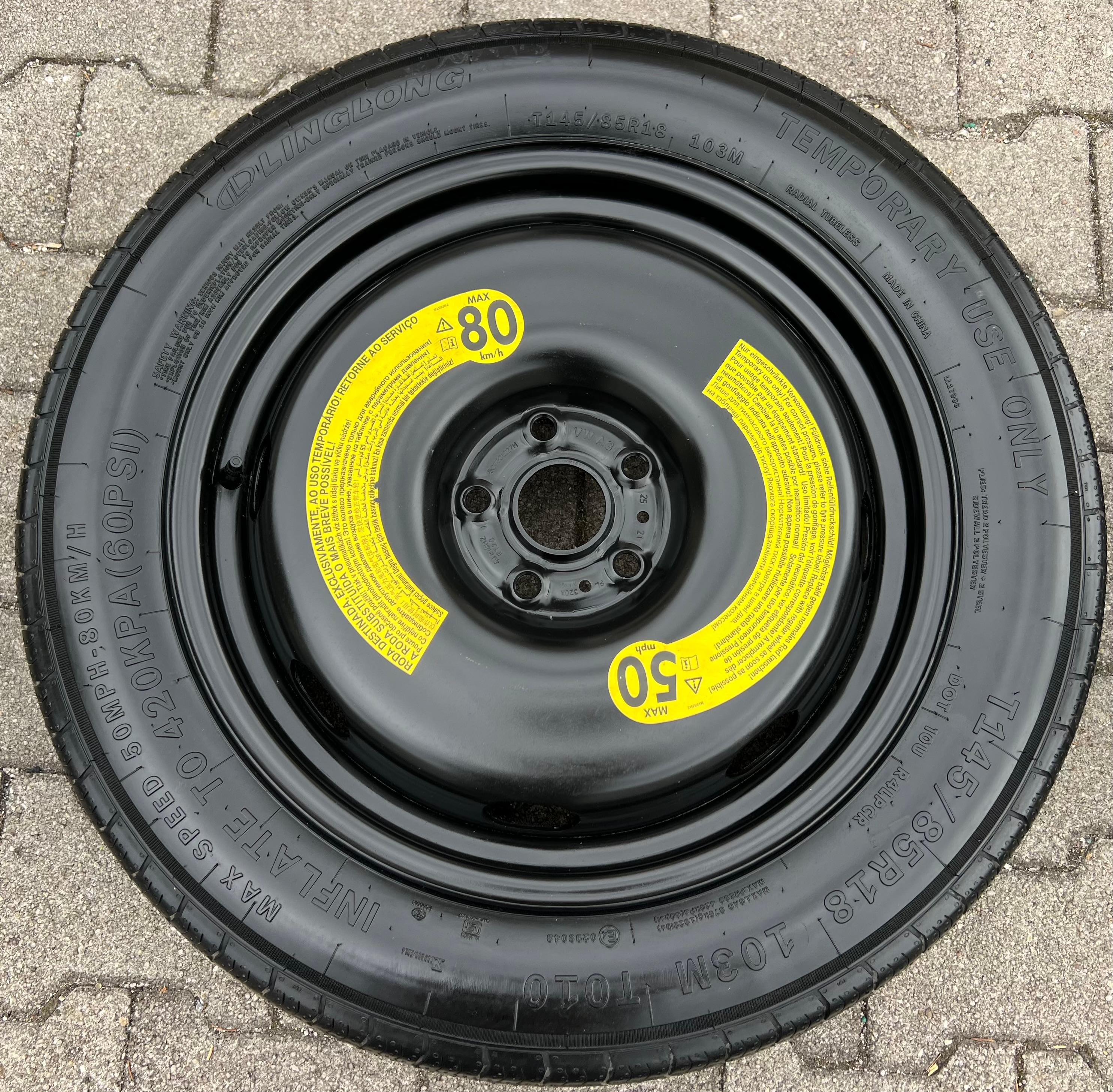 1 X RESERVERAD NOTRAD AUDI Q3 F3 SEAT TARRACO SKODA KODIAQ VW TIGUAN 5QF601027H