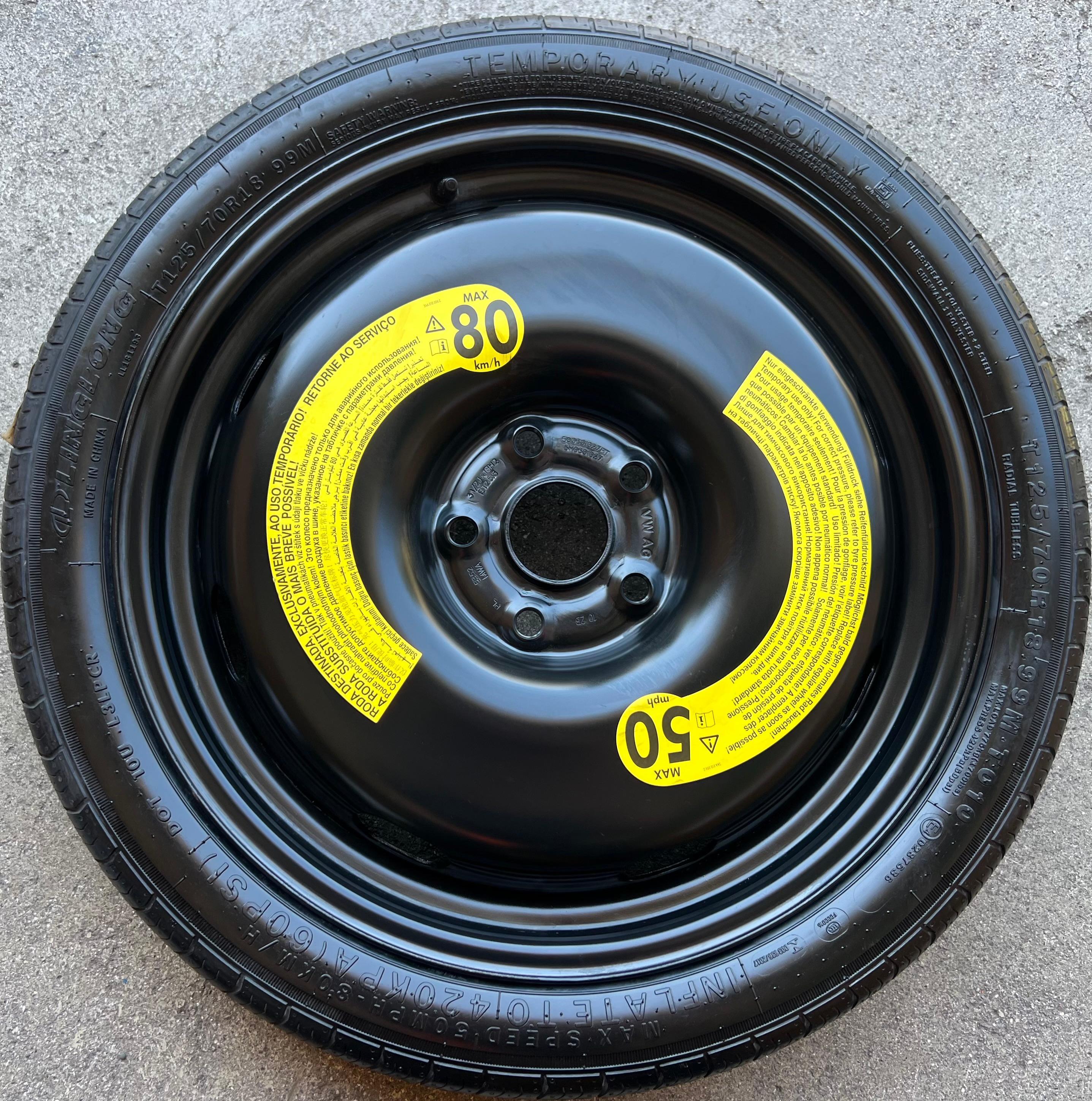 1 X ROUE DE SECOURS VW GOLF 6 7 8 T-ROC SEAT LEON SKODA OCTAVIA AUDI A3 8V