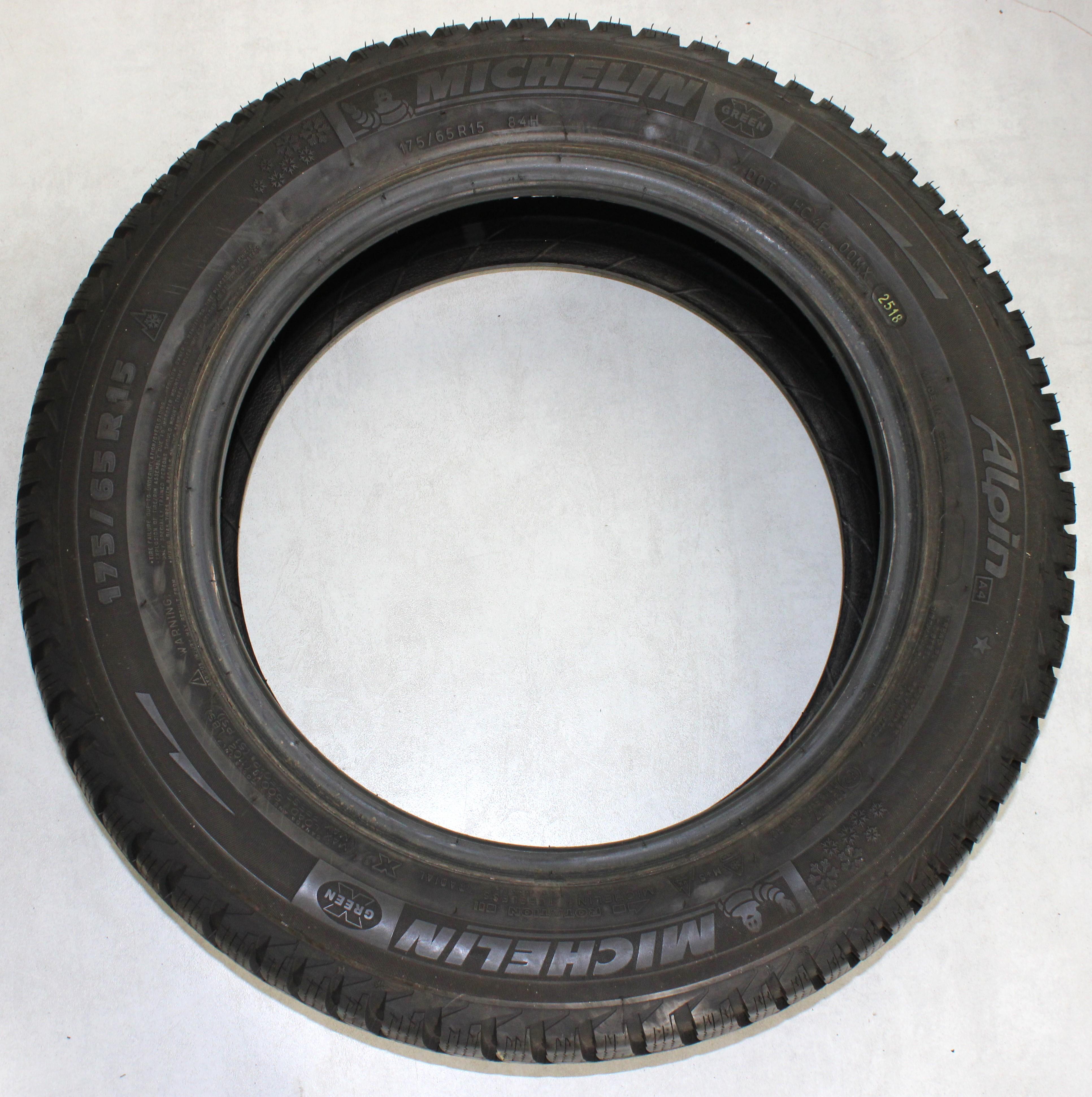 4 x 175/65R15 84H Winterreifen Michelin Alpin A4* 2x7mm/2x7,5-8mm 2018
